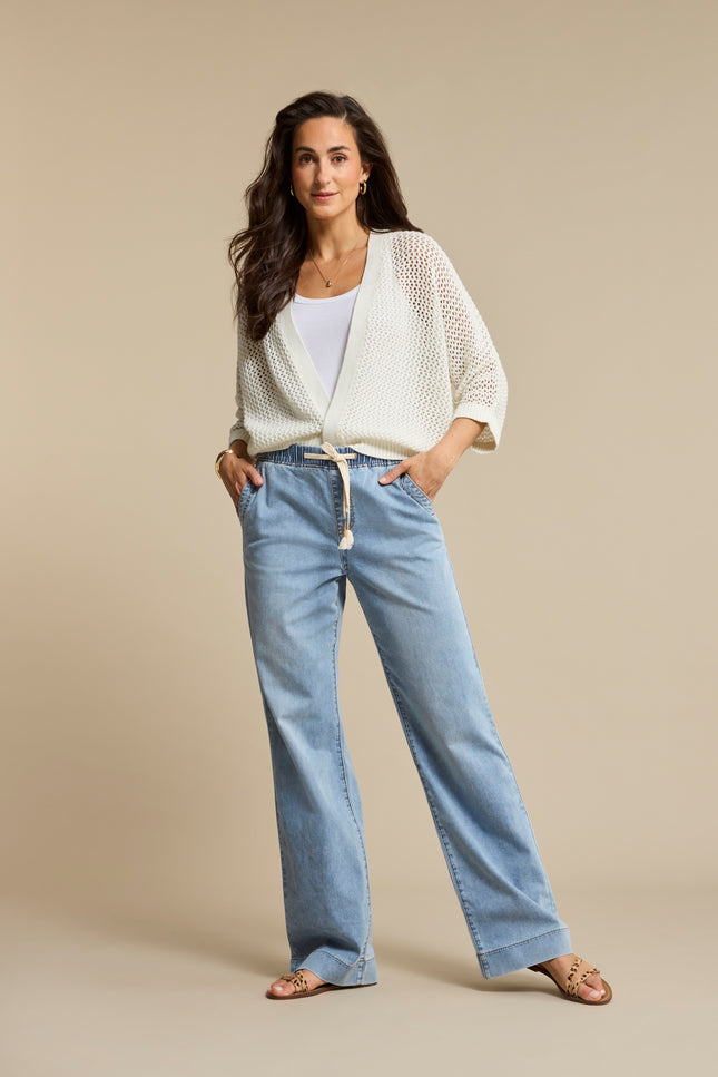 Red Button Broek Colette Elastic Waistband Denim Light Stone SRB4758 L31 Stretchshop.nl