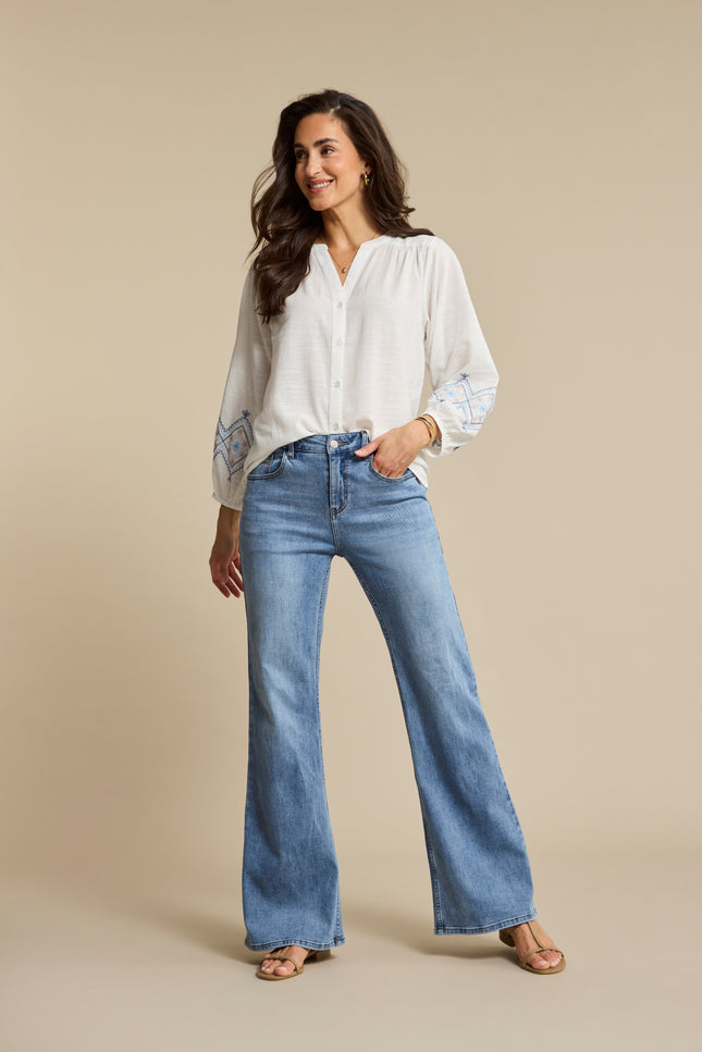 Red Button Broek Brielle Flare Denim Light Stone SRB4842 L31 Stretchshop.nl