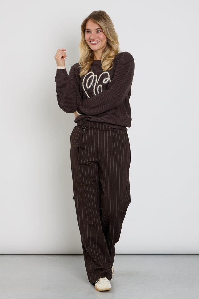 Broek Cleo Punta Pinstripe Espresso SRB5050 L33