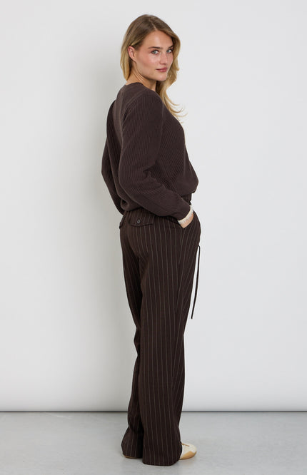 Broek Cleo Punta Pinstripe Espresso SRB5050 L33