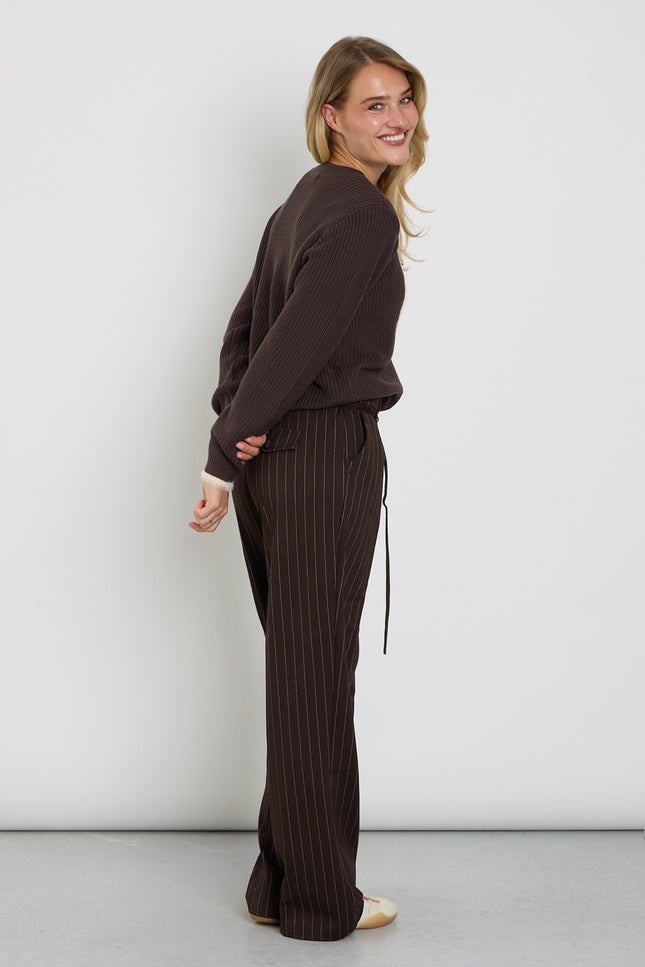 Broek Cleo Punta Pinstripe Espresso SRB5050 L33