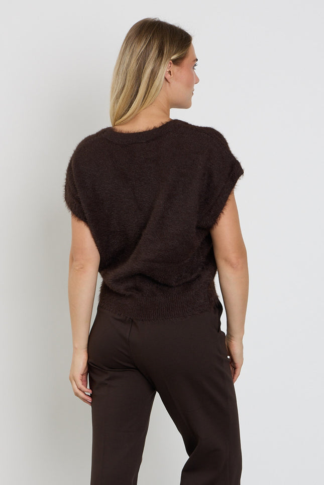 Top Sleeveless Fuzzy Espresso SRB5116
