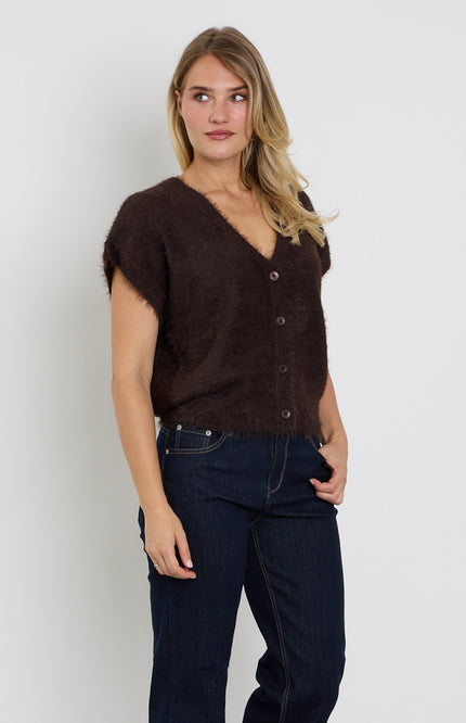 Top Sleeveless Fuzzy Espresso SRB5116