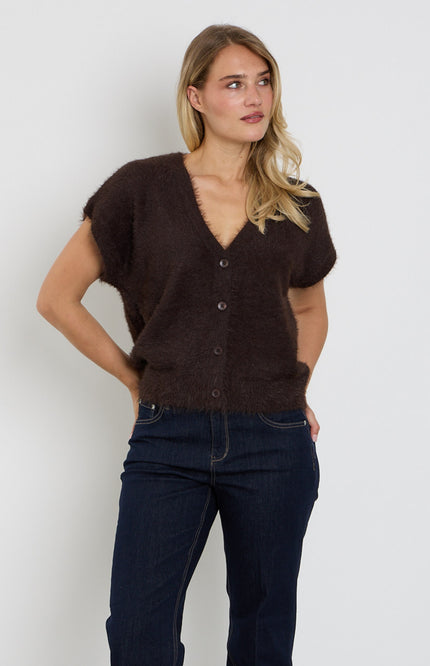 Top Sleeveless Fuzzy Espresso SRB5116