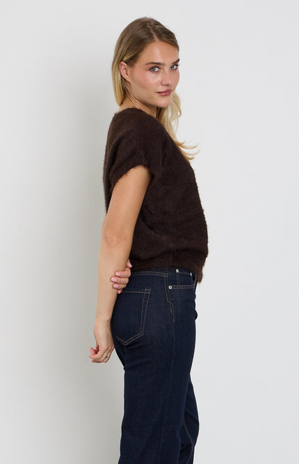 Top Sleeveless Fuzzy Espresso SRB5116