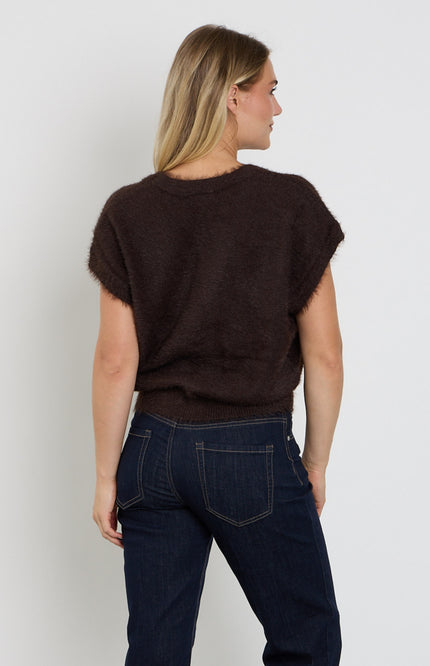 Top Sleeveless Fuzzy Espresso SRB5116