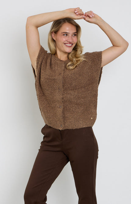 Top Sleeveless Knit Boucle Mud SRB5074