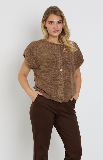 Top Sleeveless Knit Boucle Mud SRB5074
