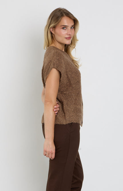 Top Sleeveless Knit Boucle Mud SRB5074