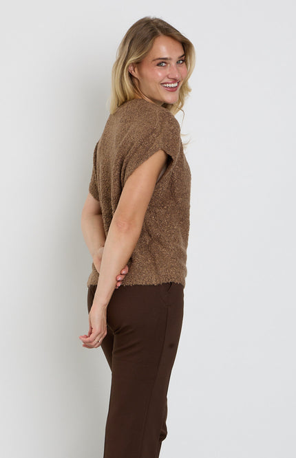 Top Sleeveless Knit Boucle Mud SRB5074
