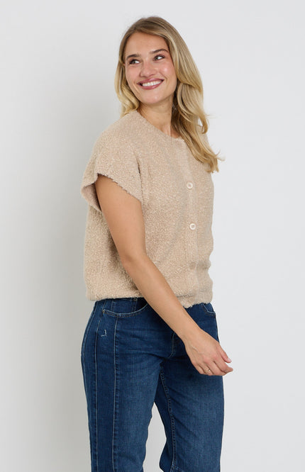 Top Sleeveless Knit Boucle Latte SRB5074