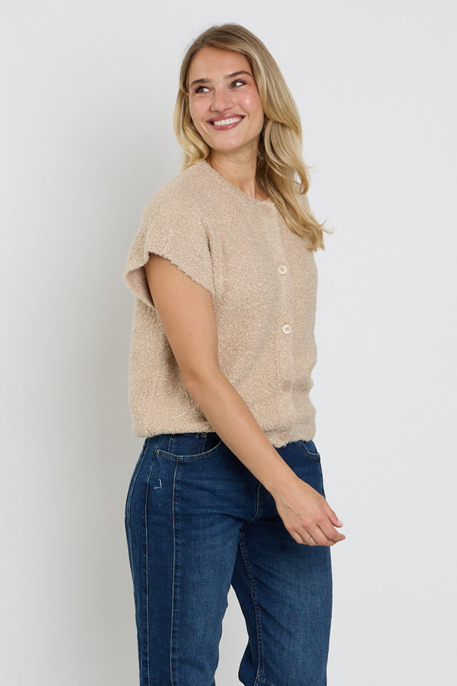Top Sleeveless Knit Boucle Latte SRB5074