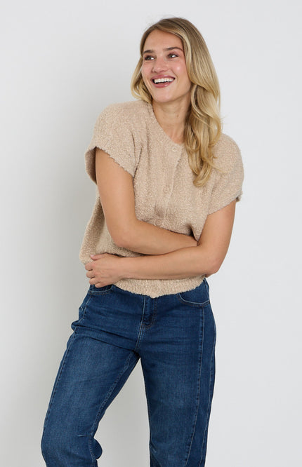 Top Sleeveless Knit Boucle Latte SRB5074