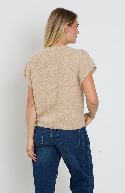 Top Sleeveless Knit Boucle Latte SRB5074