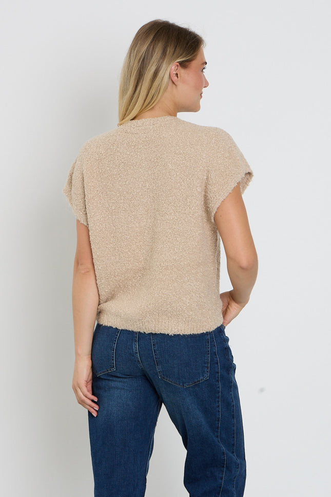 Top Sleeveless Knit Boucle Latte SRB5074