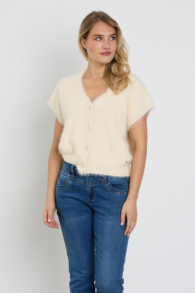 Top Sleeveless Fuzzy Cream SRB5116