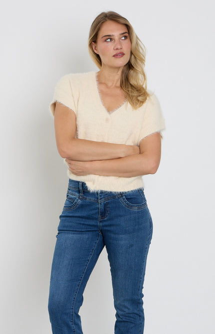 Top Sleeveless Fuzzy Cream SRB5116
