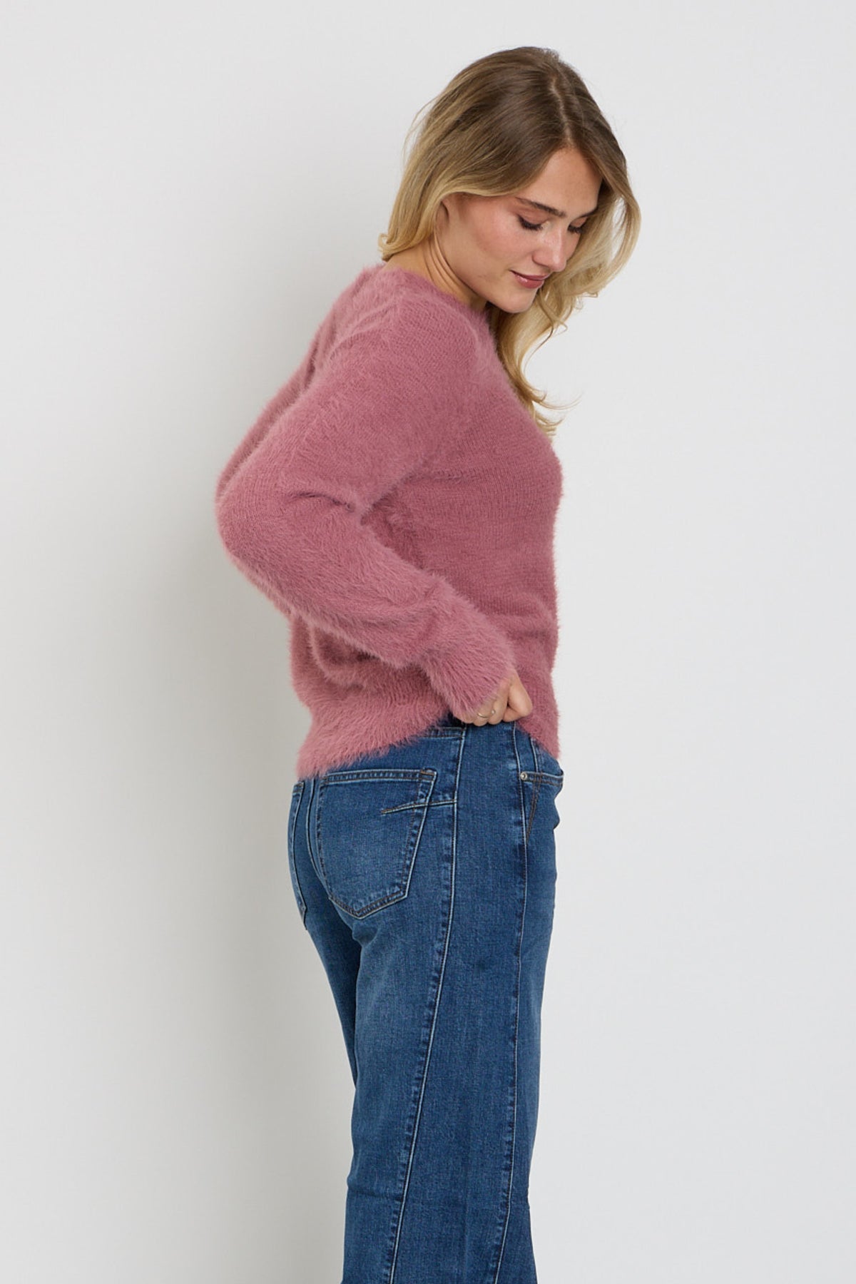 Roze, zachte en pluizige top van Red Button in mauve, met een comfortabele pasvorm en trendy stijl.