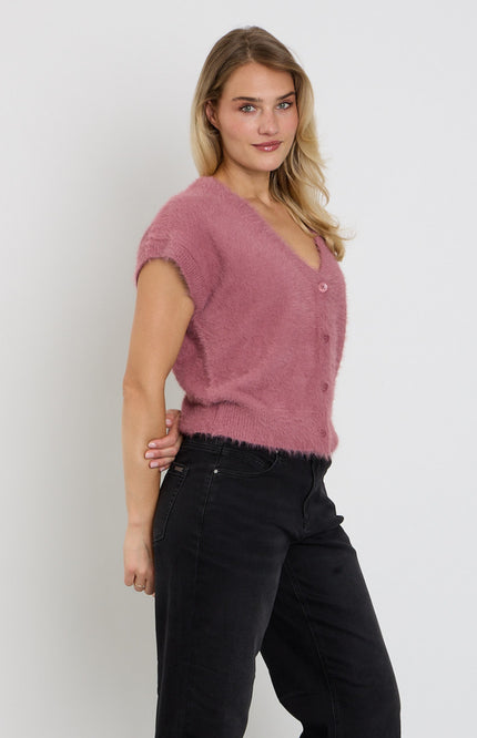 Top Sleeveless Fuzzy Mauve SRB5116