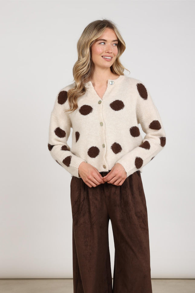 Vest Laure Cardigan Dots Offwhite Chocolate NKF05031