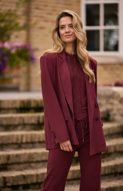 Bonded Travel Blazer Oversized Burgundy 202892