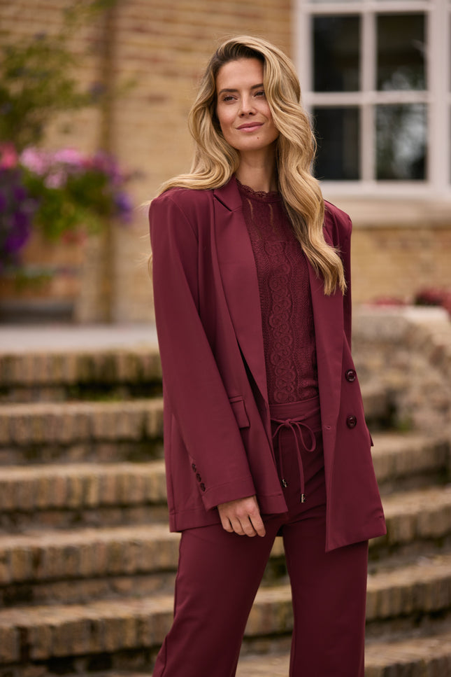 Bonded Travel Blazer Oversized Burgundy 202892