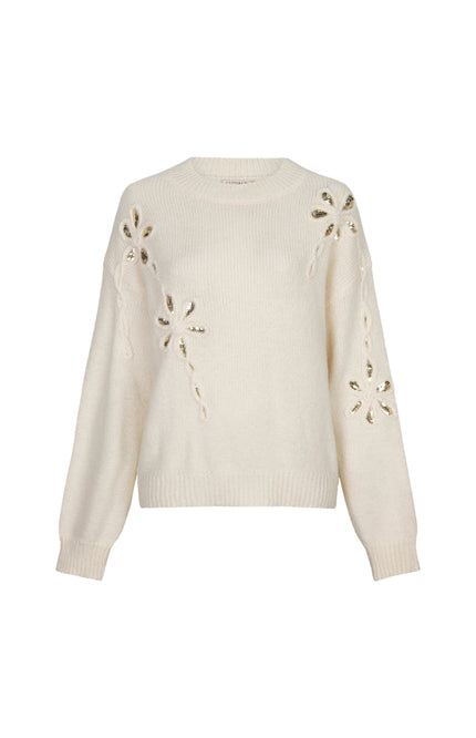 Sweater Sequin Flower Vanilla W26.02708