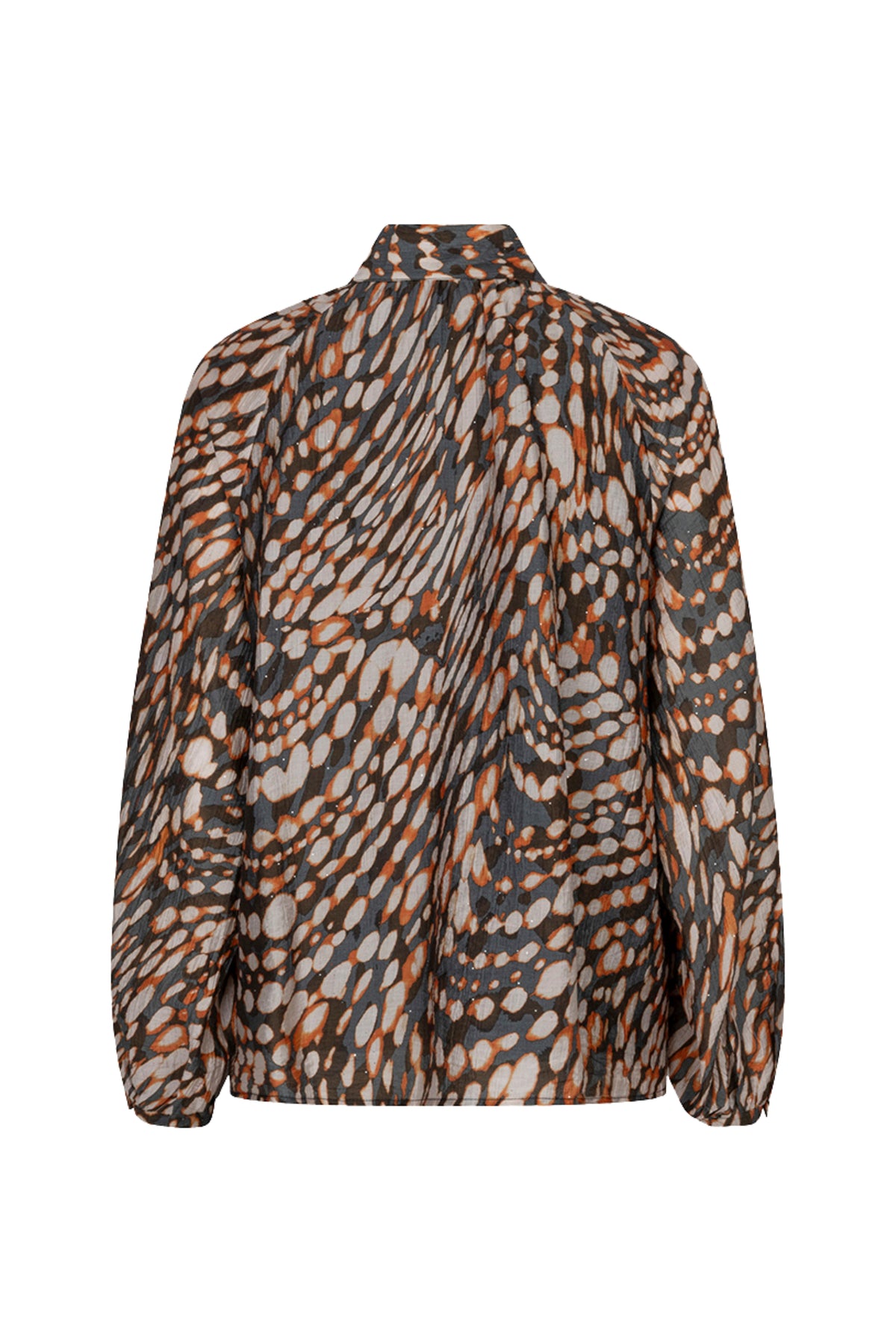 Blouse van EsQualo met glinsterende stippenprint en strikdetail, modieuze damesblouse in lichtgewicht stof.
