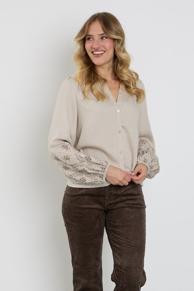 Blouse Embroidery Light Truffle SRB5152