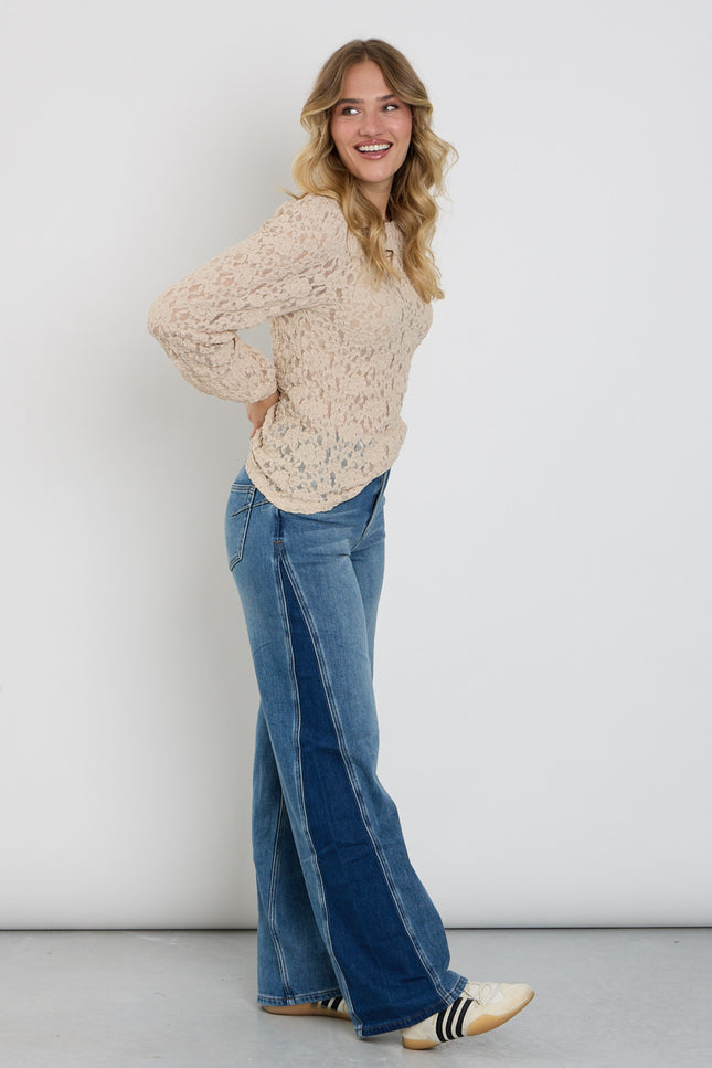 Broek Claudette Insert Contrast Mid Stone Used SRB5012 L33