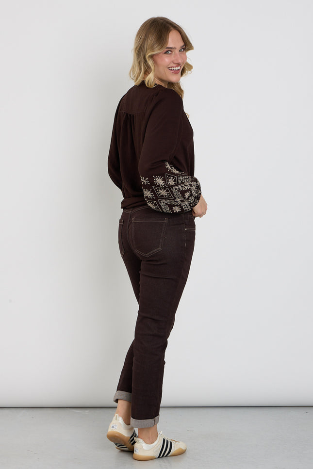 Broek Relax Colored Denim Espresso SRB5086 L31