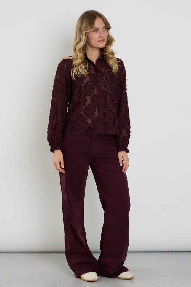 Broek Claudette Tencel Twill Burgundy SRB5157 L33