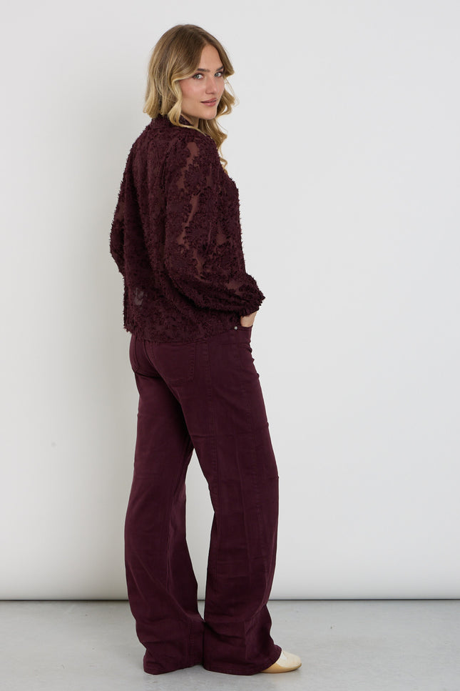 Broek Claudette Tencel Twill Burgundy SRB5157 L33