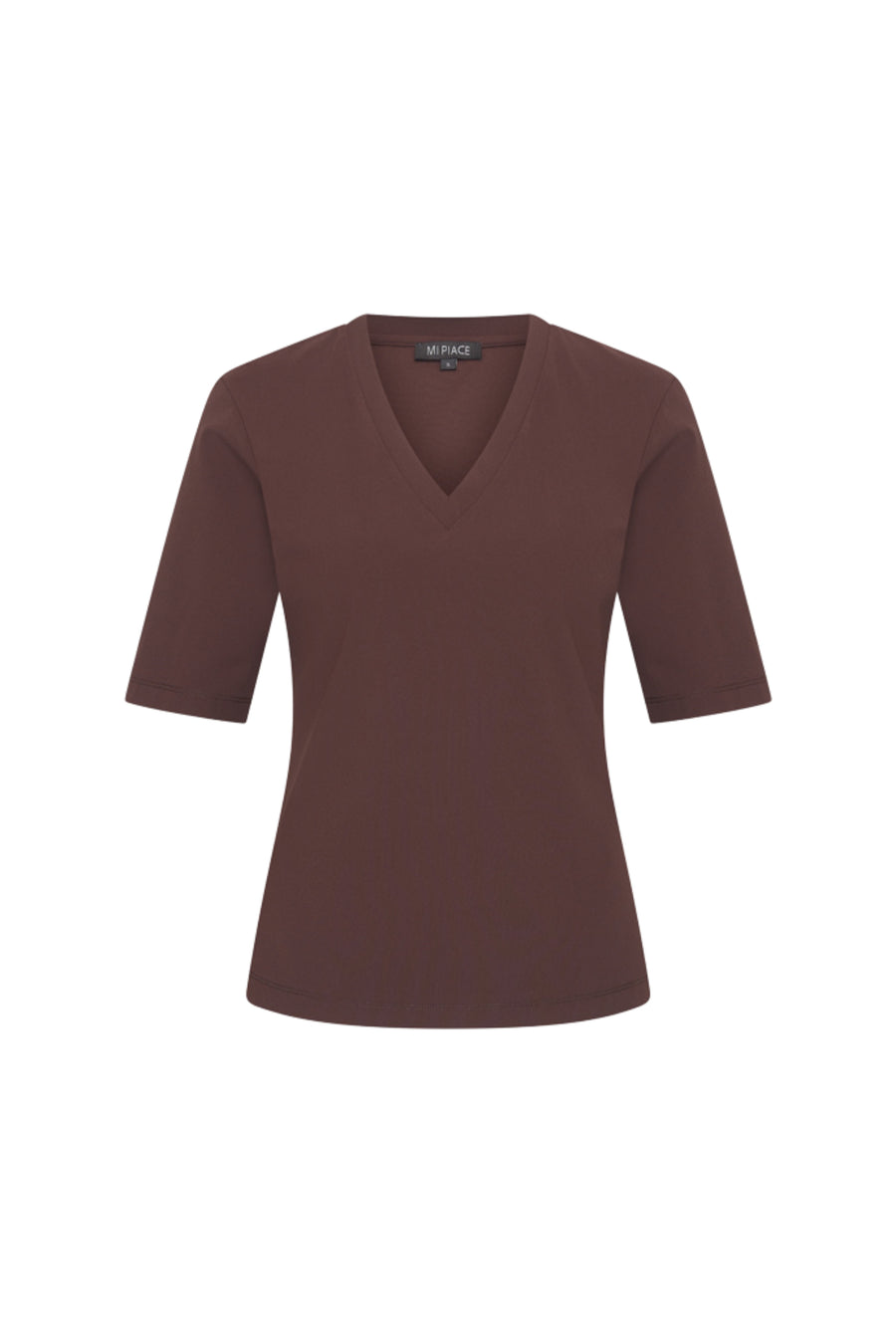 Mi Piace Travel Top Espresso 202271, stijlvolle reis top met espresso-kleur, zichtbaar op de afbeelding