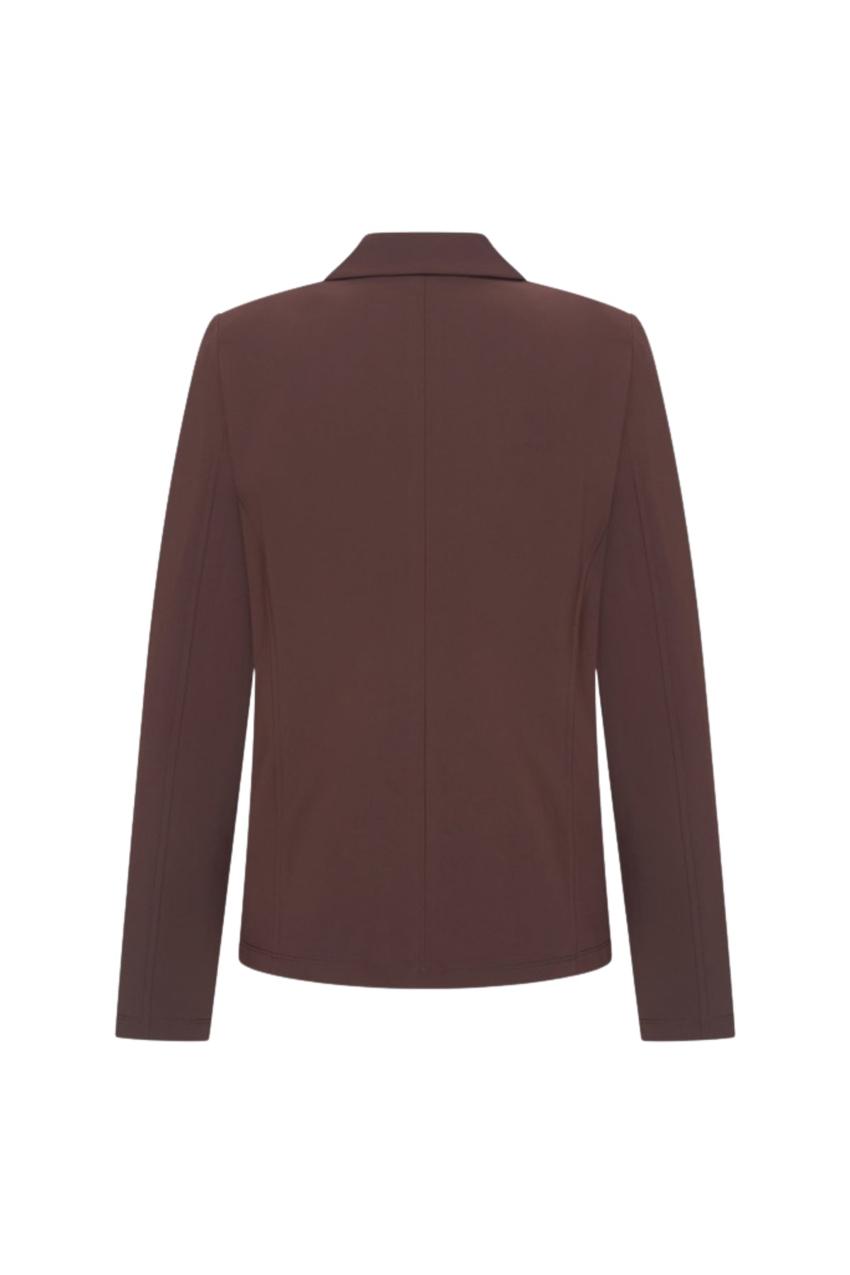 Mi Piace bonded travel blazer in espresso kleur, casual en stijlvolle jas met nette afwerking, ideaal voor reizen en dagelijks gebruik.