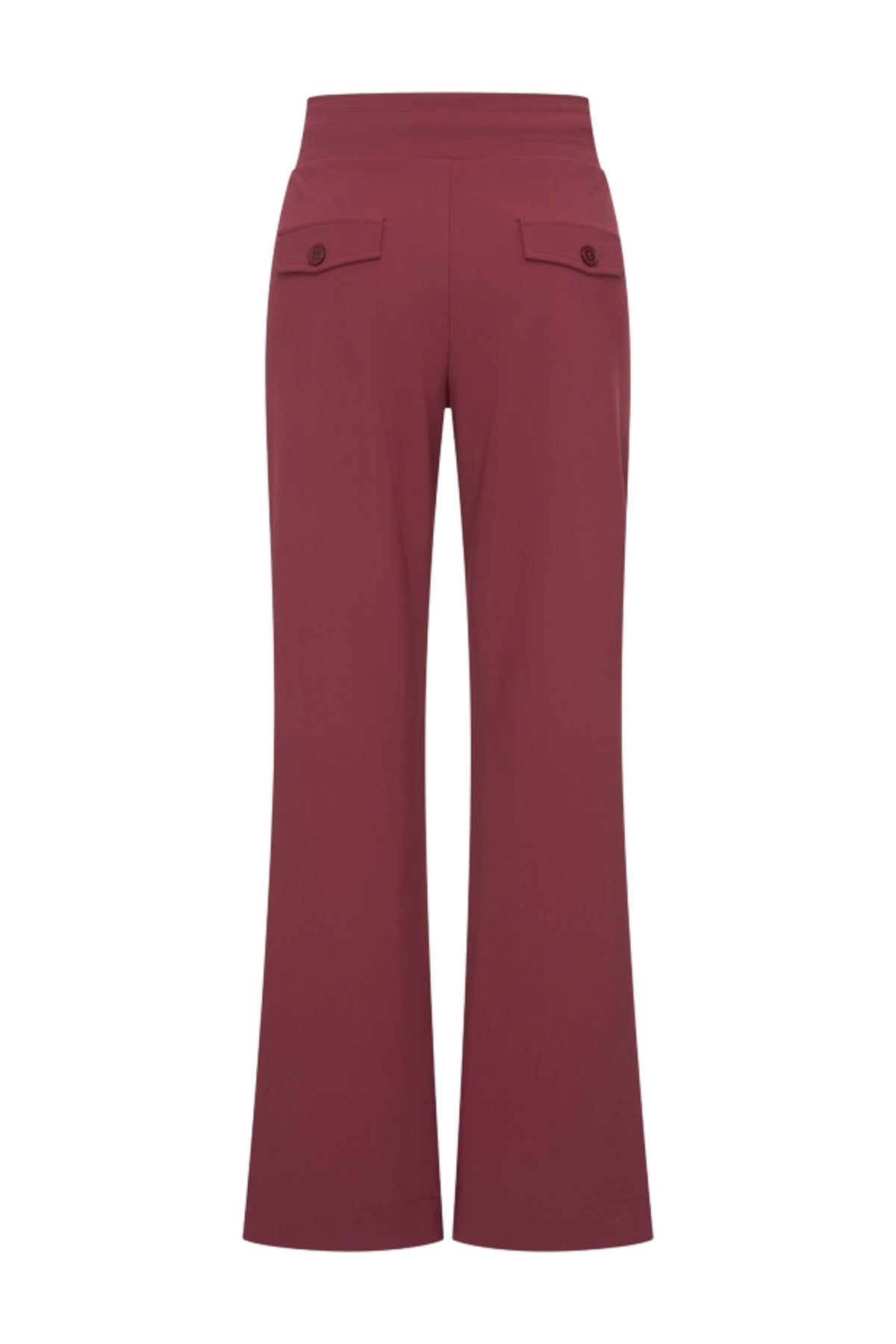 Gebloemde bondbroek van Mi Piace met wijde pijpen in bordeauxrood, geschikt voor casual en stijlvolle reizen.