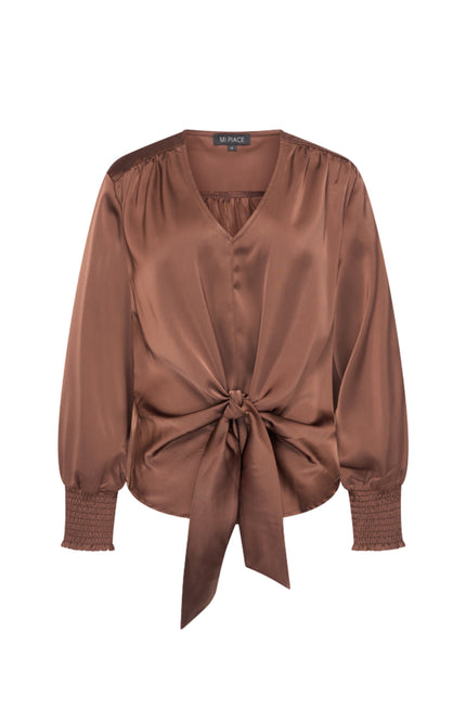 Blouse Knotted Satin Chestnut 202910