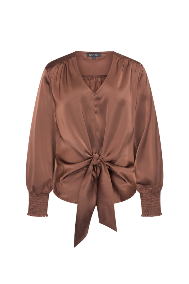 Blouse Knotted Satin Chestnut 202910