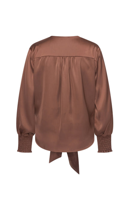 Blouse Knotted Satin Chestnut 202910