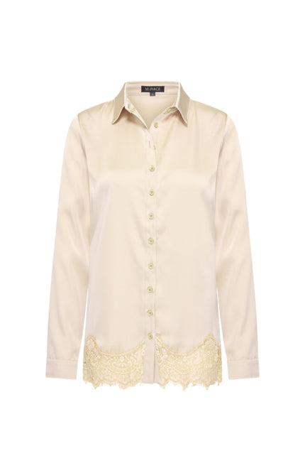 Blouse Satin Lace Sand 202909