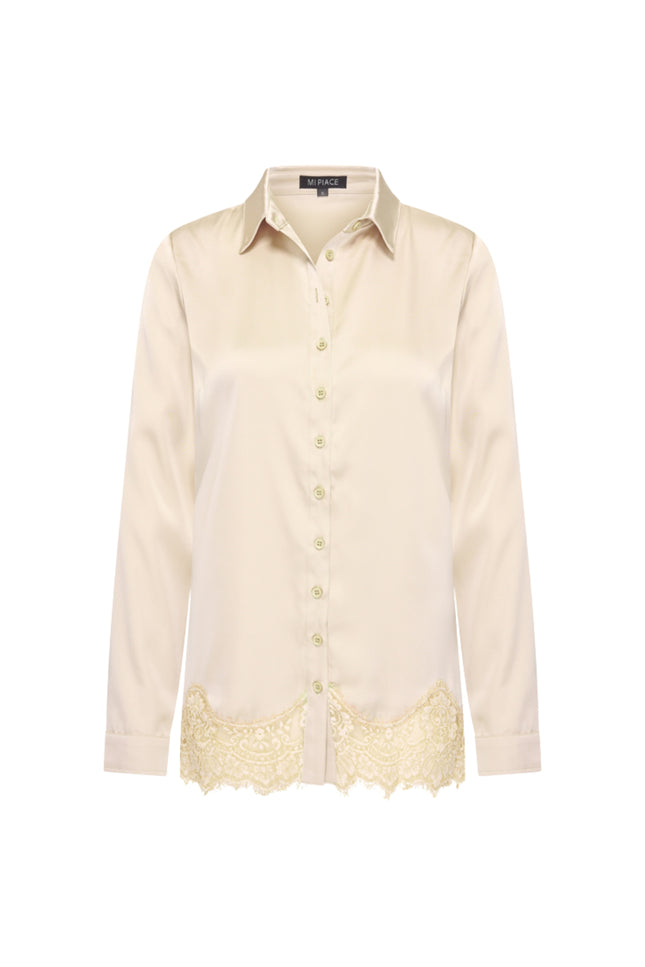 Blouse Satin Lace Sand 202909