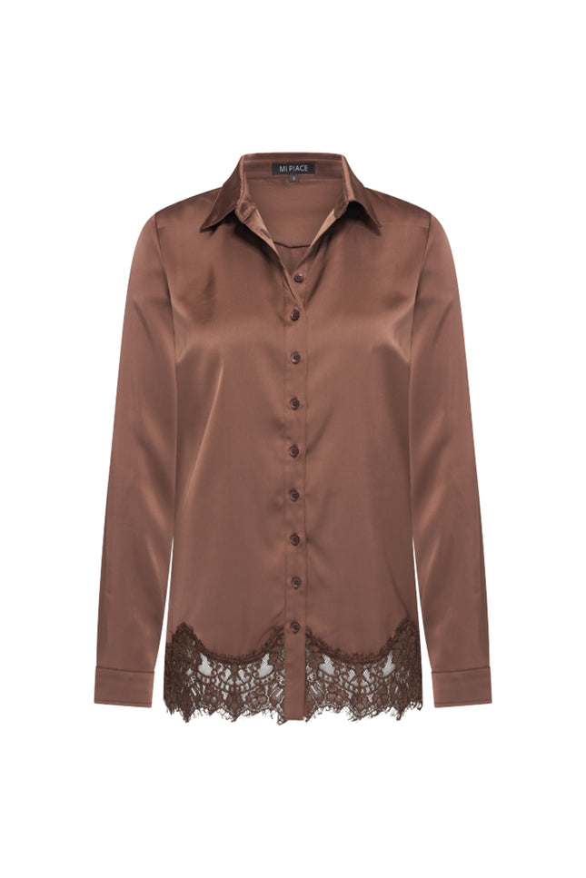 Blouse Satin Lace Chestnut 202909