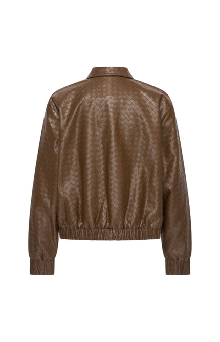 Jacket Vegan Leather Woven Structure Chestnut 202922