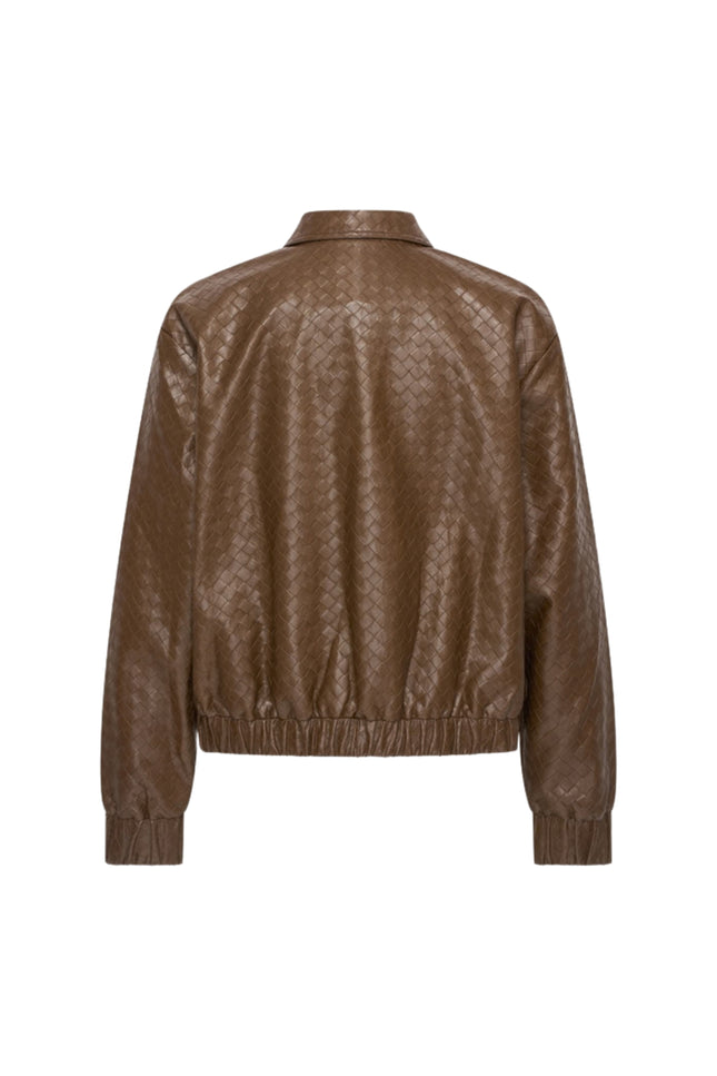 Jacket Vegan Leather Woven Structure Chestnut 202922
