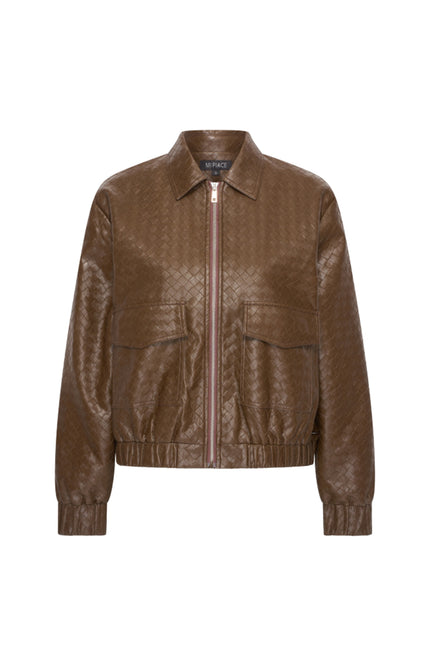 Jacket Vegan Leather Woven Structure Chestnut 202922