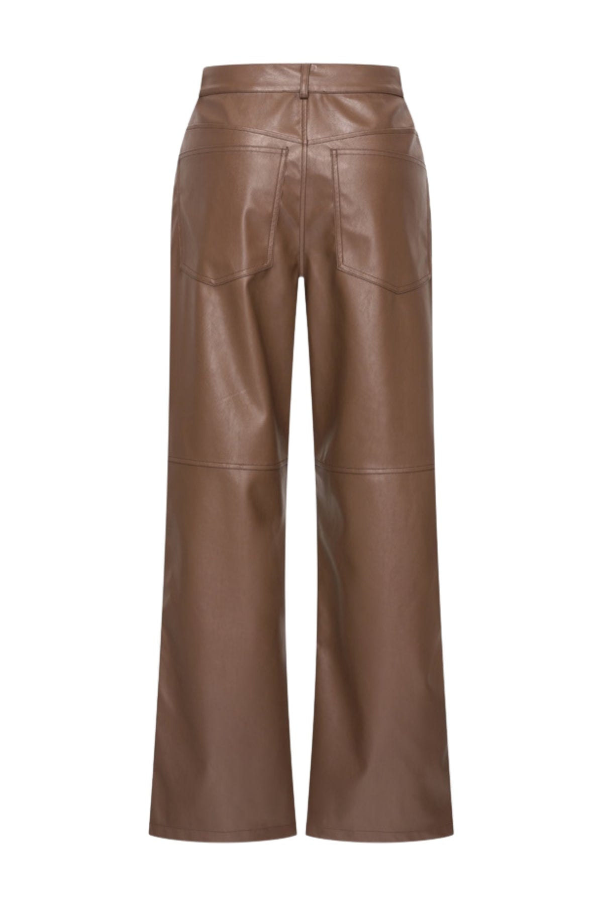 Vegan leren broek Milano van Mi Piace in chestnut kleur, gestyled met een modieuze pasvorm en details.