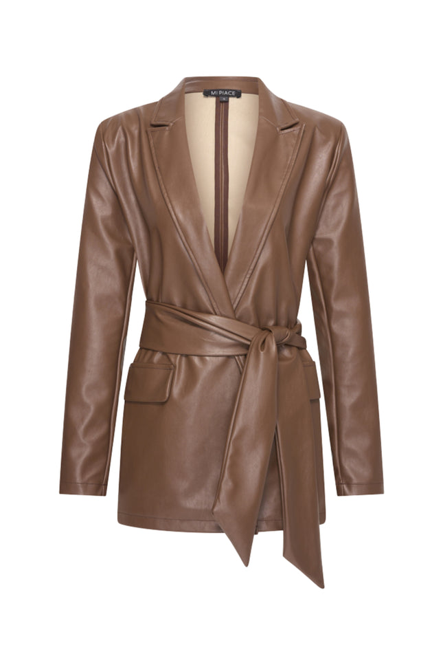 Blazer Belted Vegan Leather Chestnut 202883