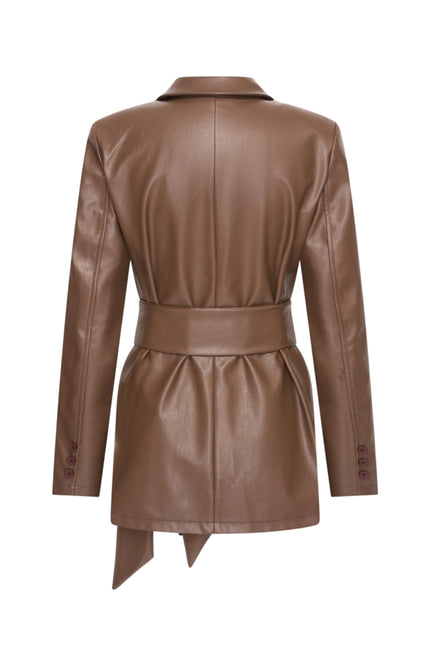 Blazer Belted Vegan Leather Chestnut 202883