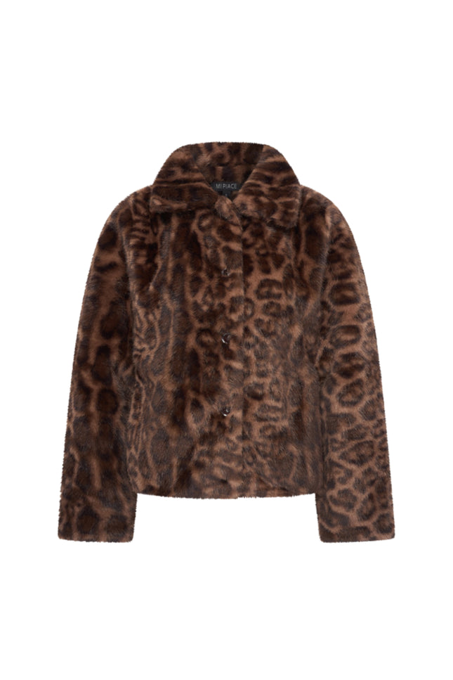 Coat Fur Panter Print Chestnut 202880
