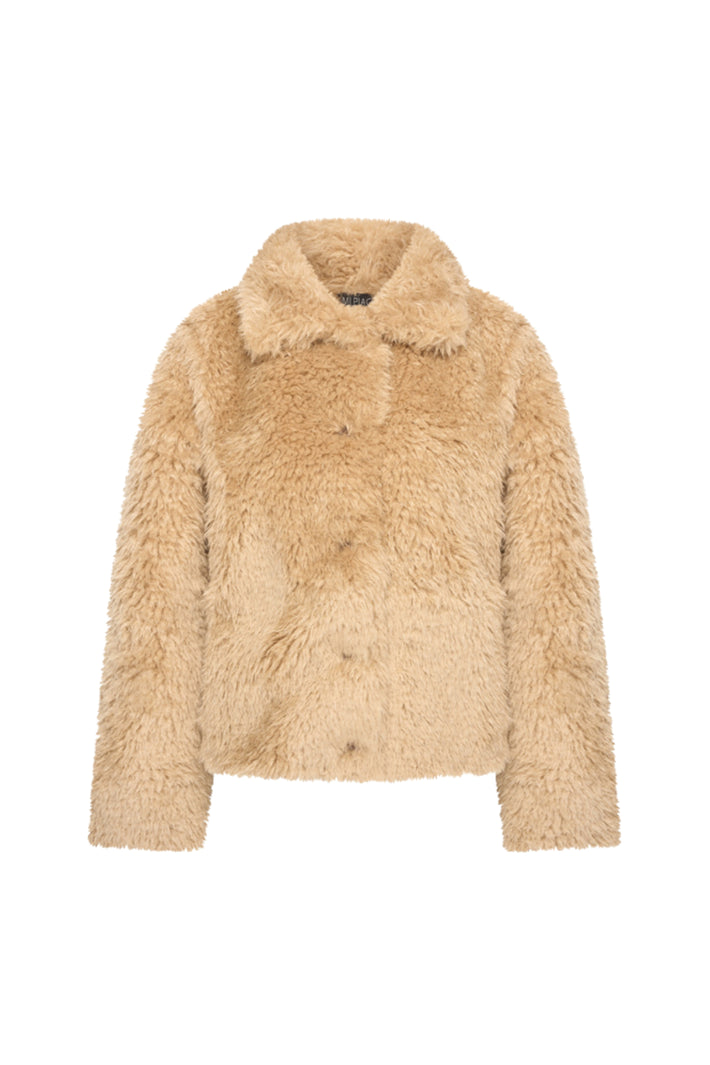 Lichte bontjas Sand van Mi Piace, stijlvolle wintermantel met zachte voering en elegante uitstraling.